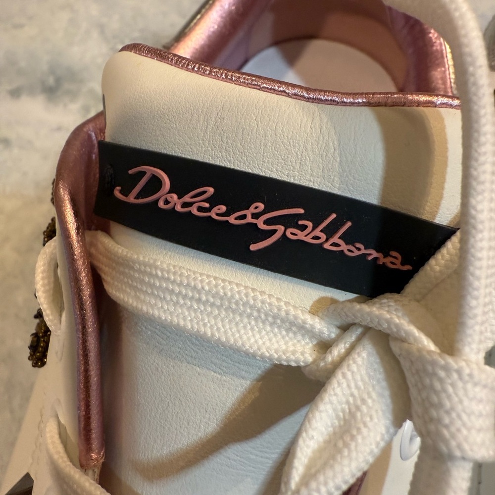 Dolce & Gabbana White size 41.5 Sneakers with Black and Pink Details - Picture 6 of 16
